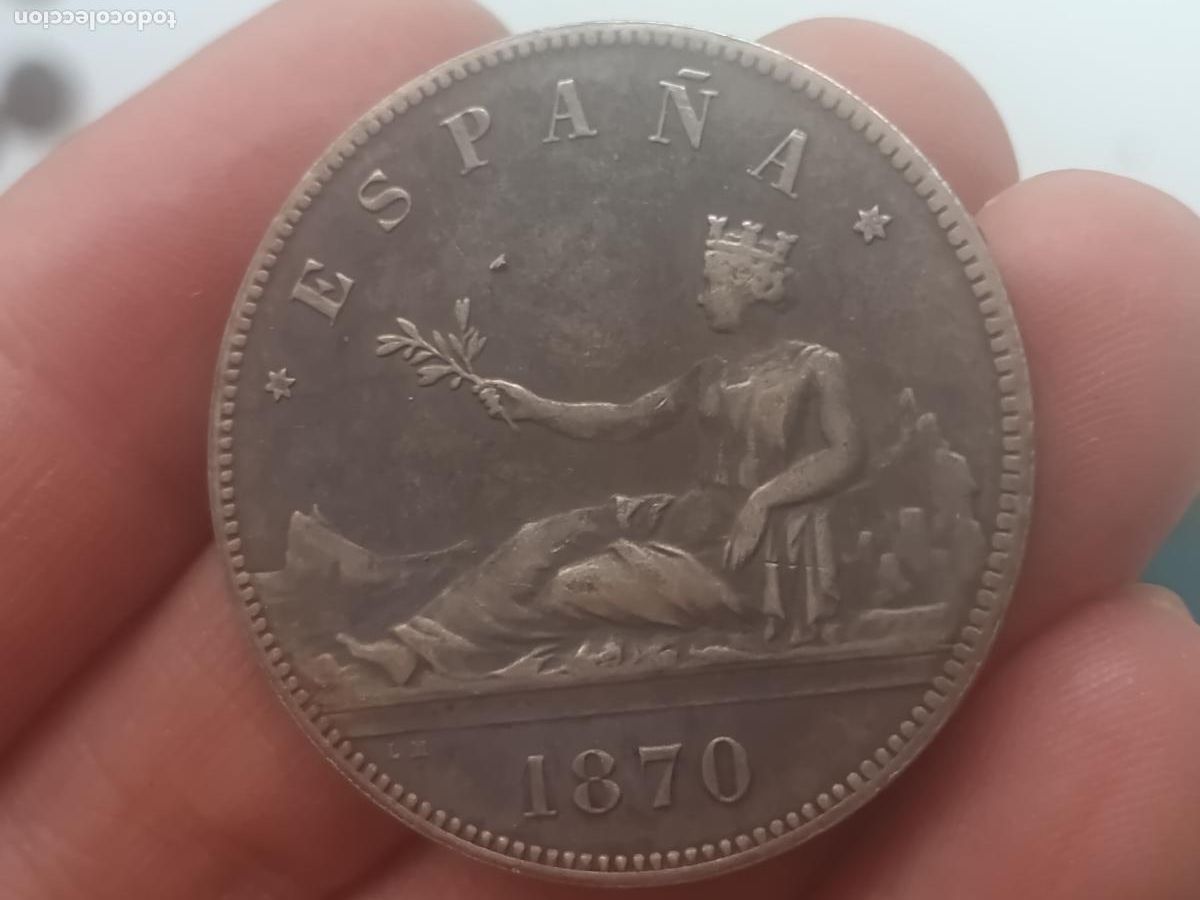Reproducciones billetes y monedas: Duro falso de 5 pesetas de 1870