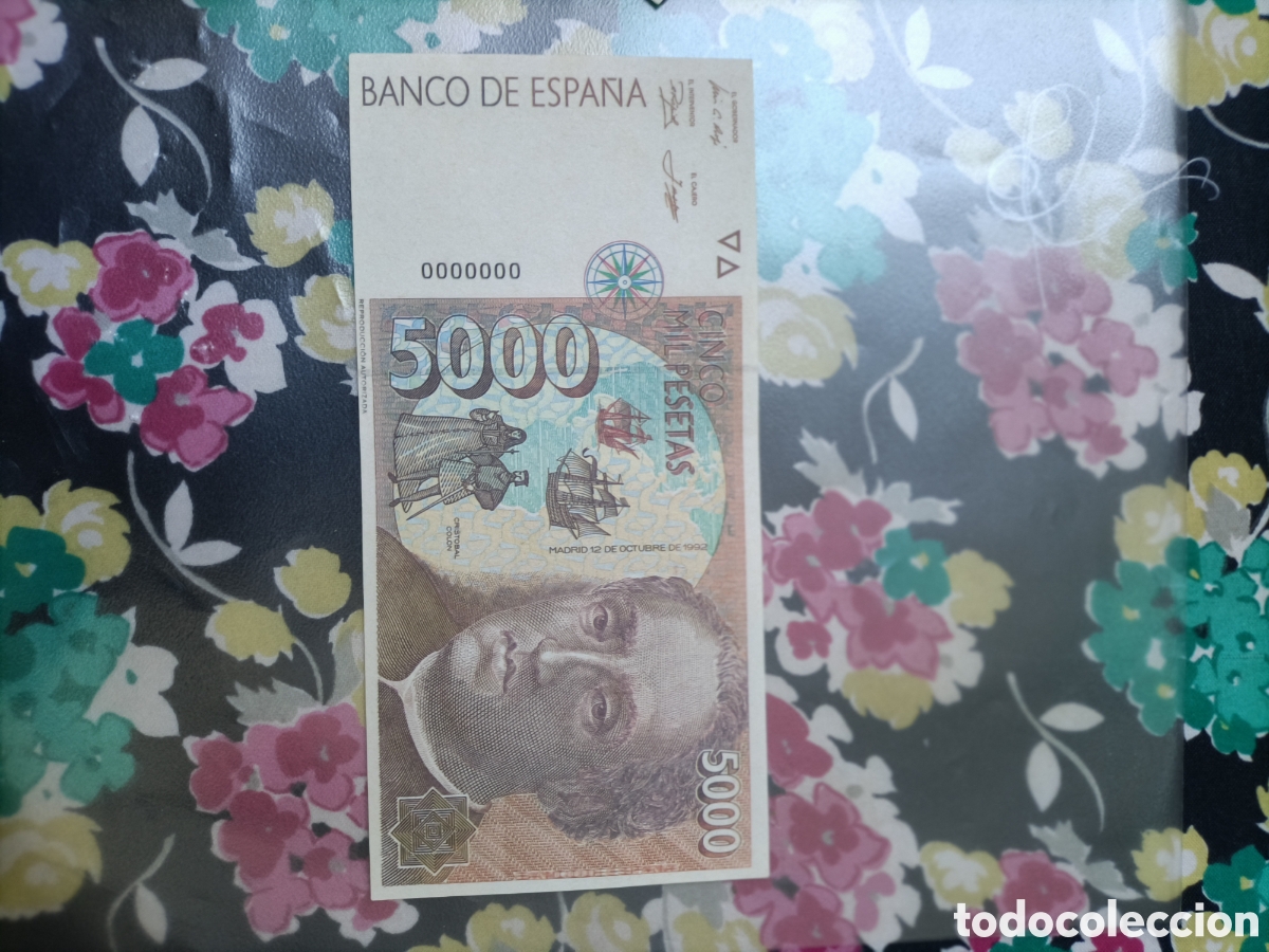 Reproducciones billetes y monedas: Reproducci&oacute;n billete Col&oacute;n 5000 pts