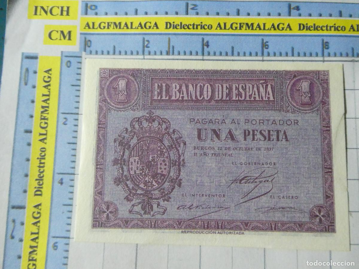 Reproducciones billetes y monedas: BILLETE FACS&Iacute;MIL DE ESPA&Ntilde;A. SERIE BILLETES DEL FRANQUISMO. 1 PESETAS BURGOS 12 OCTUBRE 1937. 9