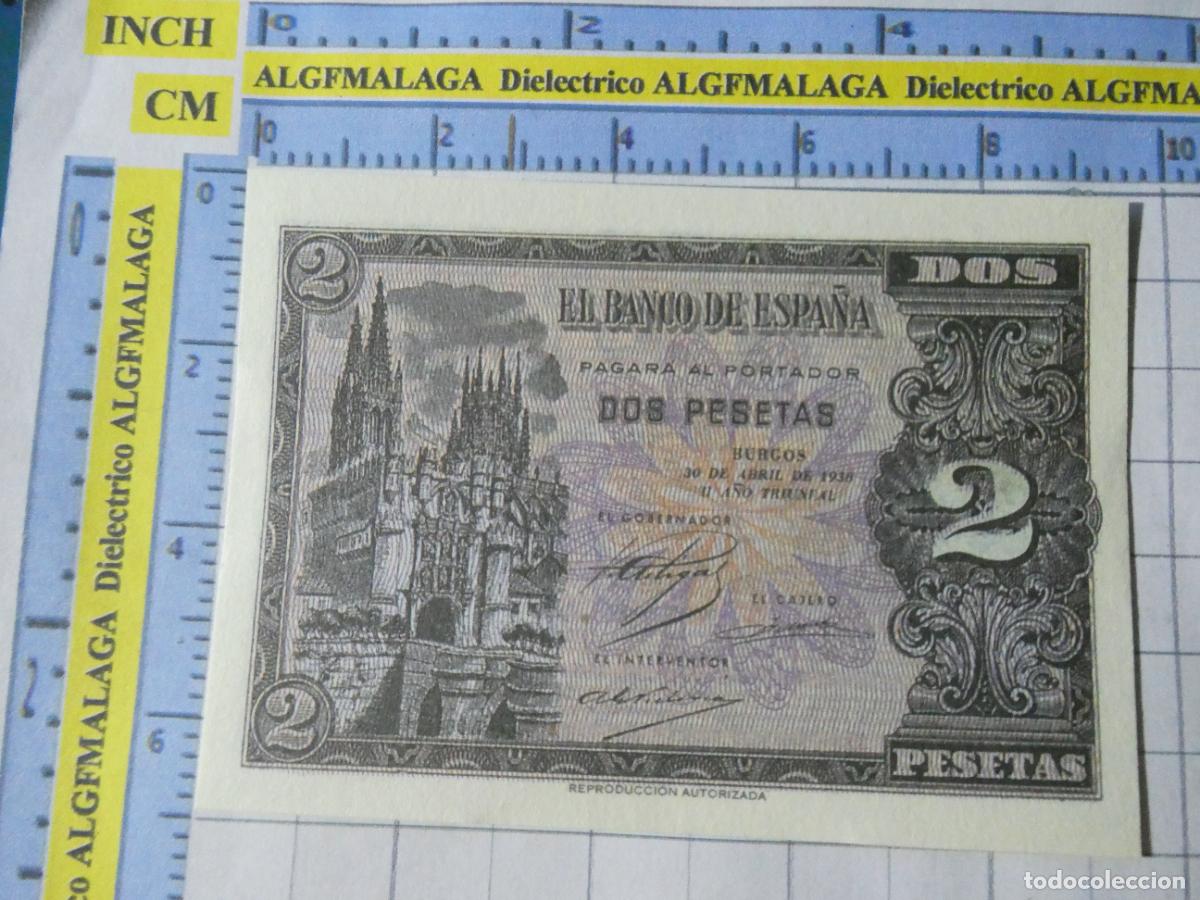 Reproducciones billetes y monedas: BILLETE FACS&Iacute;MIL DE ESPA&Ntilde;A. SERIE BILLETES DEL FRANQUISMO. 2 PESETAS BURGOS 30 ABRIL 1938. 13