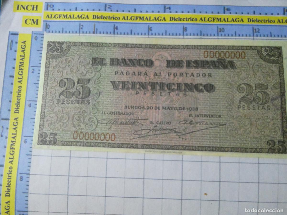 Reproducciones billetes y monedas: BILLETE FACS&Iacute;MIL DE ESPA&Ntilde;A. SERIE BILLETES DEL FRANQUISMO. 25 PESETAS BURGOS 20 MAYO 1938. 14