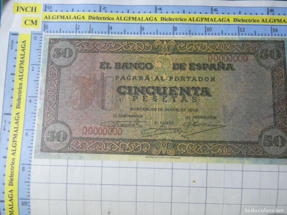 Reproducciones billetes y monedas: BILLETE FACS&Iacute;MIL DE ESPA&Ntilde;A. SERIE BILLETES DEL FRANQUISMO. 50 PESETAS BURGOS 20 MAYO 1938. 15