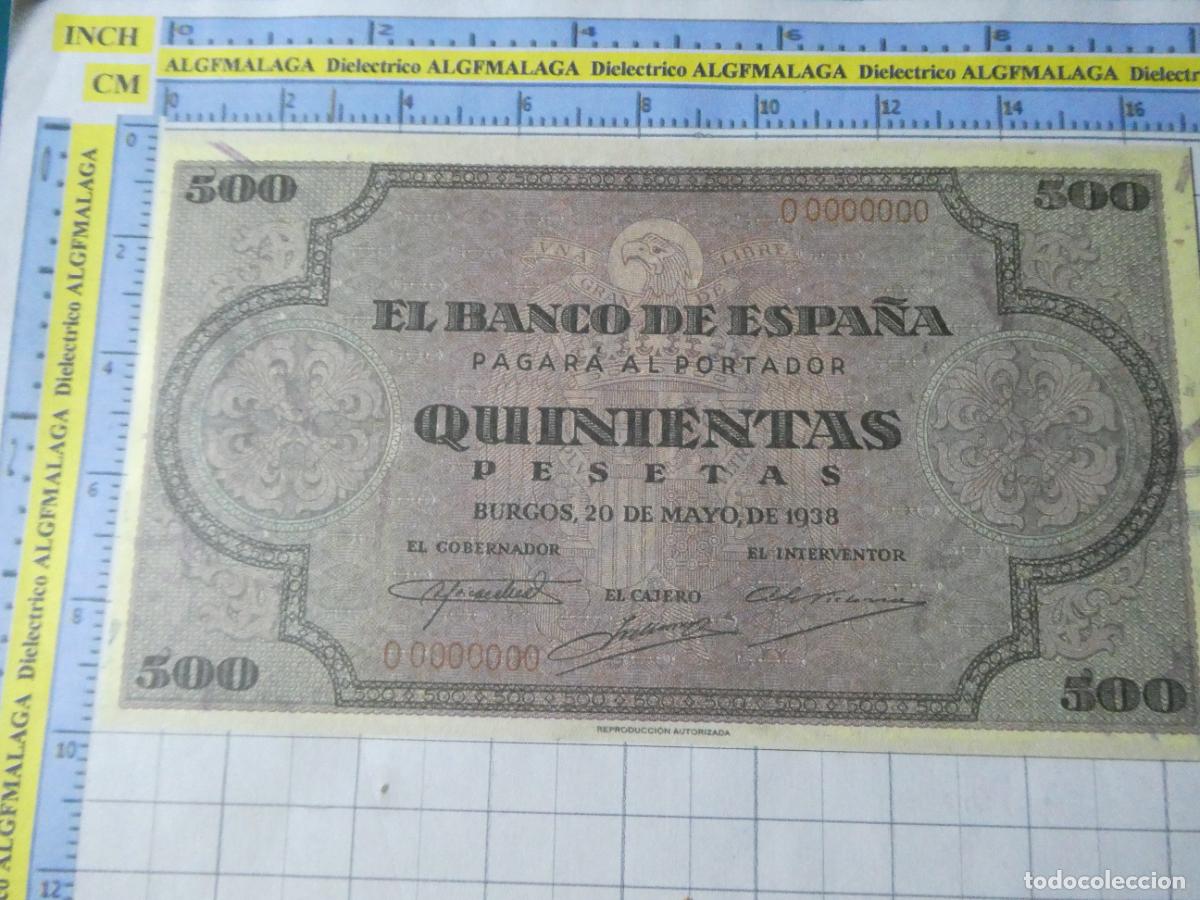 Reproducciones billetes y monedas: BILLETE FACS&Iacute;MIL DE ESPA&Ntilde;A. SERIE BILLETES DEL FRANQUISMO. 500 PESETAS BURGOS 20 MAYO 1938. 17