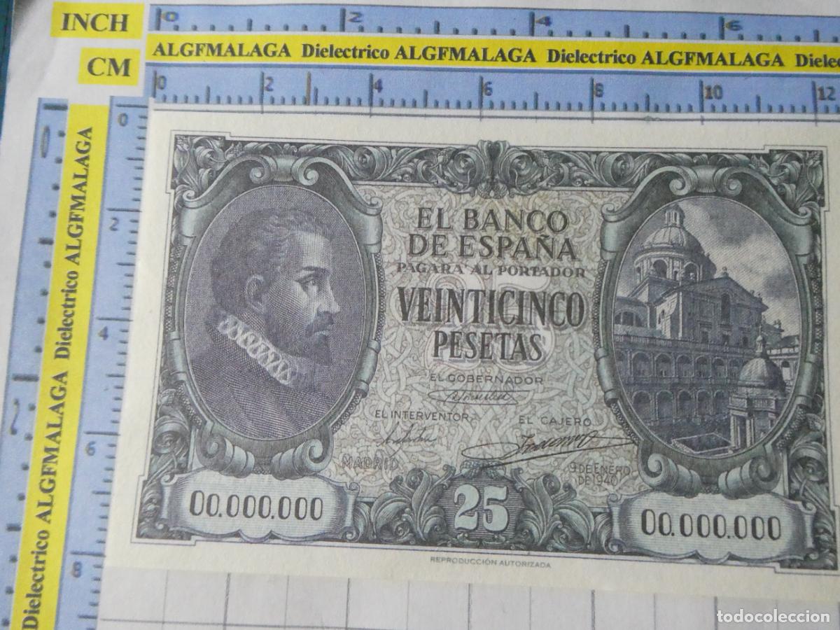 Reproducciones billetes y monedas: BILLETE FACS&Iacute;MIL DE ESPA&Ntilde;A. SERIE BILLETES DEL FRANQUISMO. 25 PESETAS MADRID 9 ENERO 1940. 20