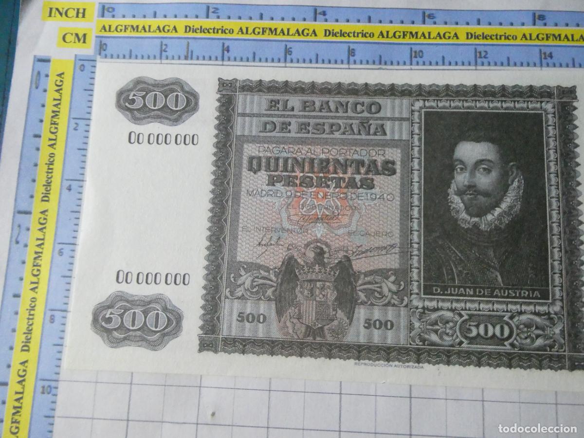 Reproducciones billetes y monedas: BILLETE FACS&Iacute;MIL DE ESPA&Ntilde;A. SERIE BILLETES DEL FRANQUISMO. 500 PESETAS MADRID 9 ENERO 1940. 23