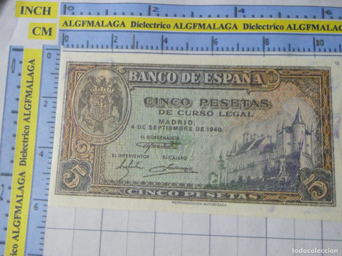 Reproducciones billetes y monedas: BILLETE FACS&Iacute;MIL DE ESPA&Ntilde;A. SERIE BILLETES DEL FRANQUISMO. 5 PESETAS MADRID 4 SEPTIEMBRE 1940. 27
