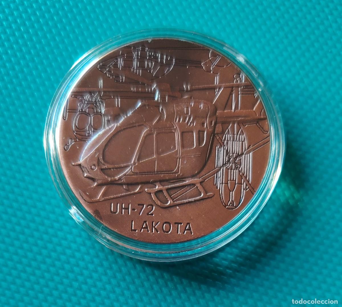 Reproducciones billetes y monedas: MONEDA DE 1 ONZA DE COBRE - LAKOTA UH 72 - UNITED STATES ARMY - 227FGT