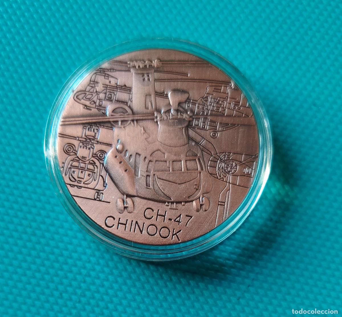 Reproducciones billetes y monedas: MONEDA DE 1 ONZA DE COBRE - CHINOOK CH 47 - UNITED STATES ARMY - 228WHU