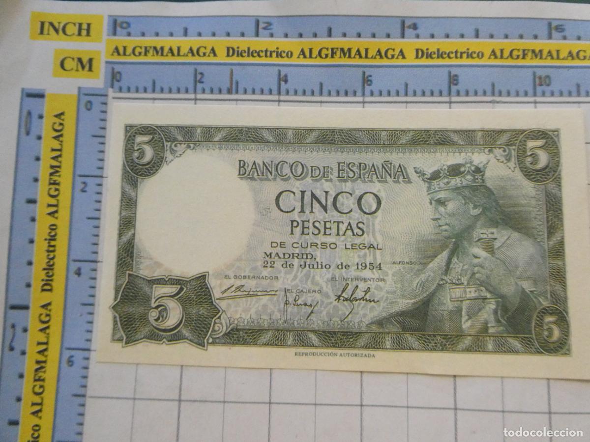 Reproducciones billetes y monedas: BILLETE FACS&Iacute;MIL DE ESPA&Ntilde;A. SERIE BILLETES DEL FRANQUISMO. 5 PESETAS MADRID 22 JULIO 1954. 30