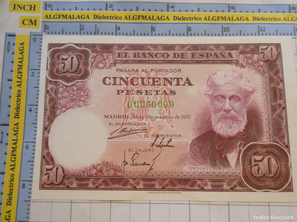 Reproducciones billetes y monedas: BILLETE FACS&Iacute;MIL DE ESPA&Ntilde;A. SERIE BILLETES DEL FRANQUISMO. 50 PESETAS MADRID 31 DICIEMBRE 1951. 34