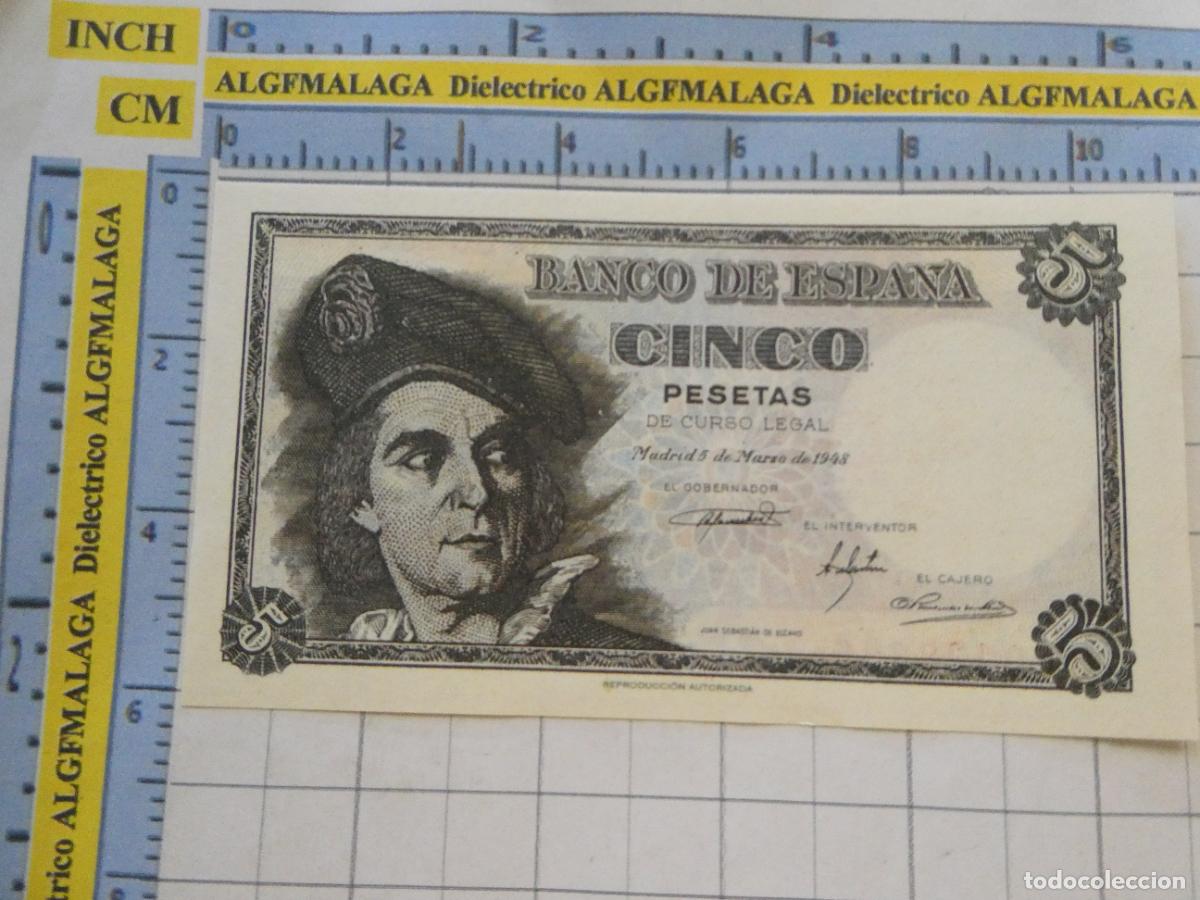 Reproducciones billetes y monedas: BILLETE FACS&Iacute;MIL DE ESPA&Ntilde;A. SERIE BILLETES DEL FRANQUISMO. 5 PESETAS MADRID 5 MARZO 1948 41