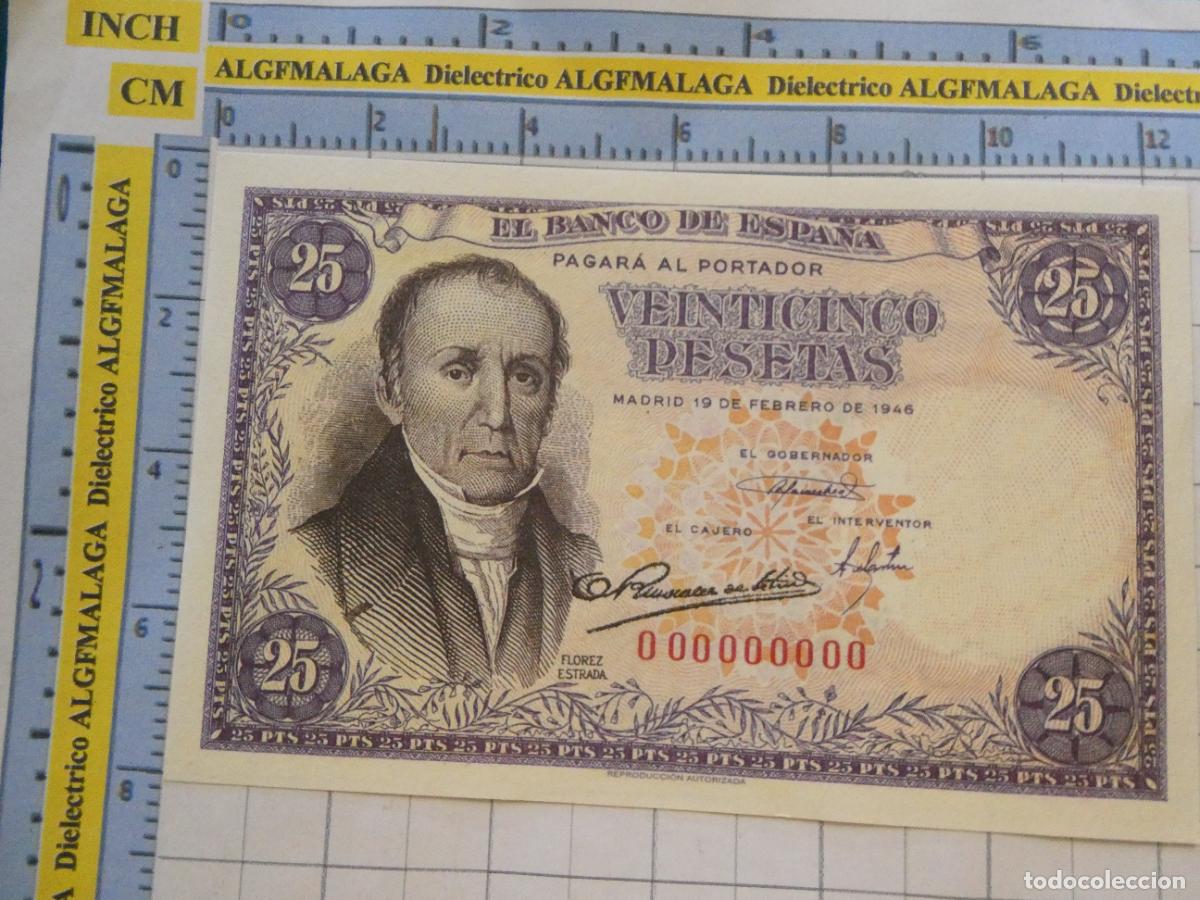 Reproducciones billetes y monedas: BILLETE FACS&Iacute;MIL DE ESPA&Ntilde;A. SERIE BILLETES DEL FRANQUISMO. 25 PESETAS MADRID 19 FEBRERO 1946 46