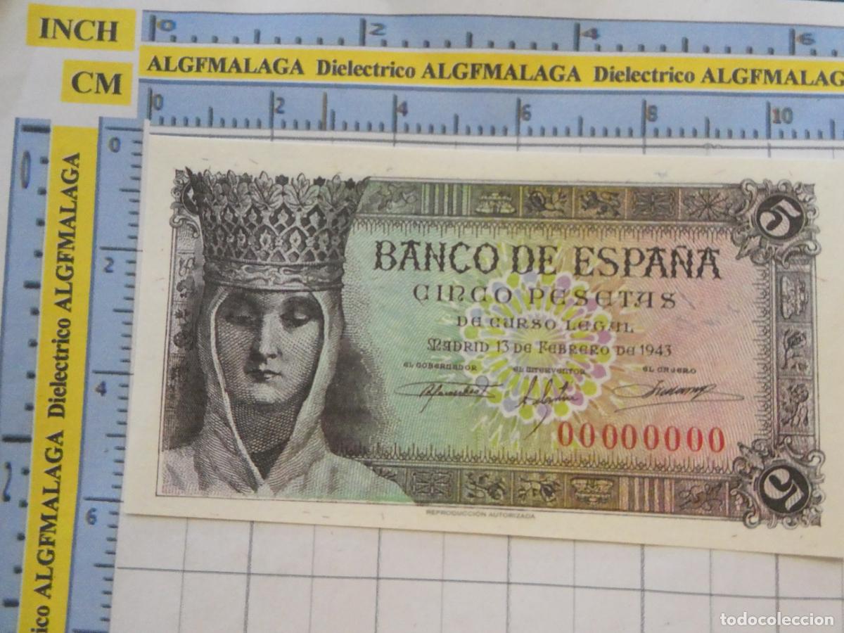 Reproducciones billetes y monedas: BILLETE FACS&Iacute;MIL DE ESPA&Ntilde;A. SERIE BILLETES DEL FRANQUISMO. 5 PESETAS MADRID 13 FEBRERO 1943 50