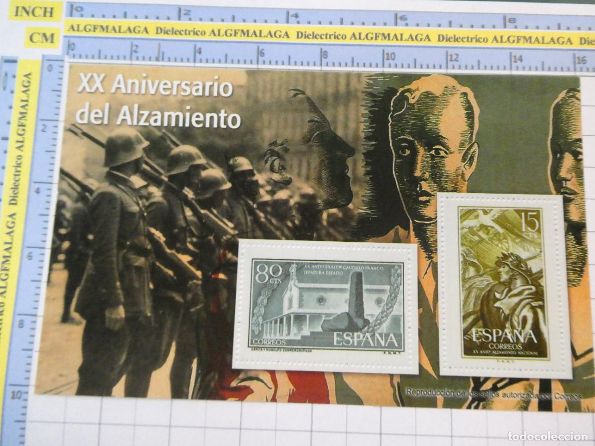 Reproducciones billetes y monedas: HOJA BLOQUE FACS&Iacute;MIL. SERIE LOS SELLOS DEL FRANQUISMO. XX ANIVERSARIO ALZAMIENTO GUERRA CIVIL. 63