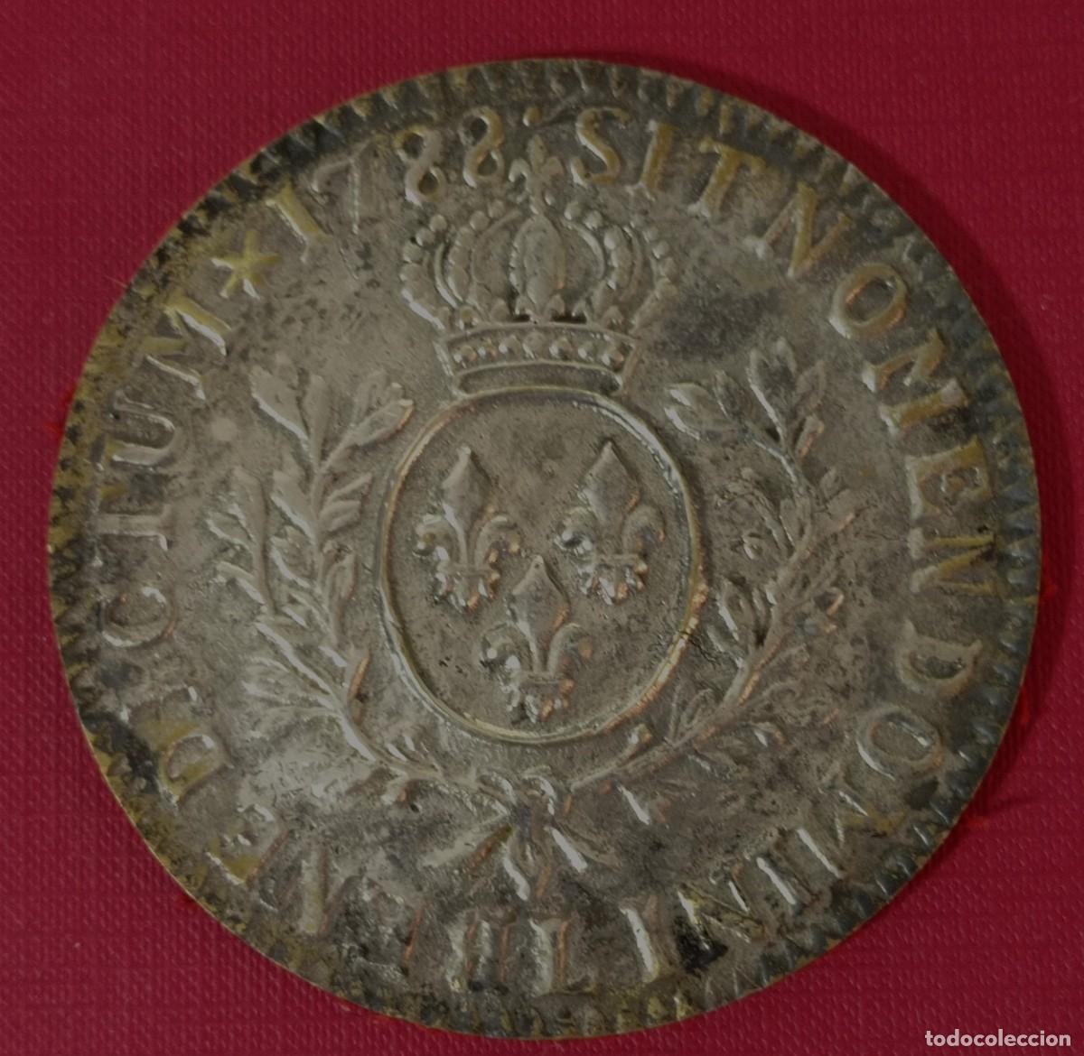 Reproductions Banknotes and Coins: POSAVASOS MONEDA - REPRODUCCI&Oacute;N DE 1 ECU PLATA FRANC&Eacute;S 1788 - REINADO LUIS XVI
