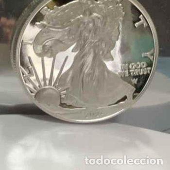 Reproductions Banknotes and Coins: R&eacute;plica 1oz New Eagle 2024. Ba&ntilde;ada en plata. Calidad Proof. 40x3mm