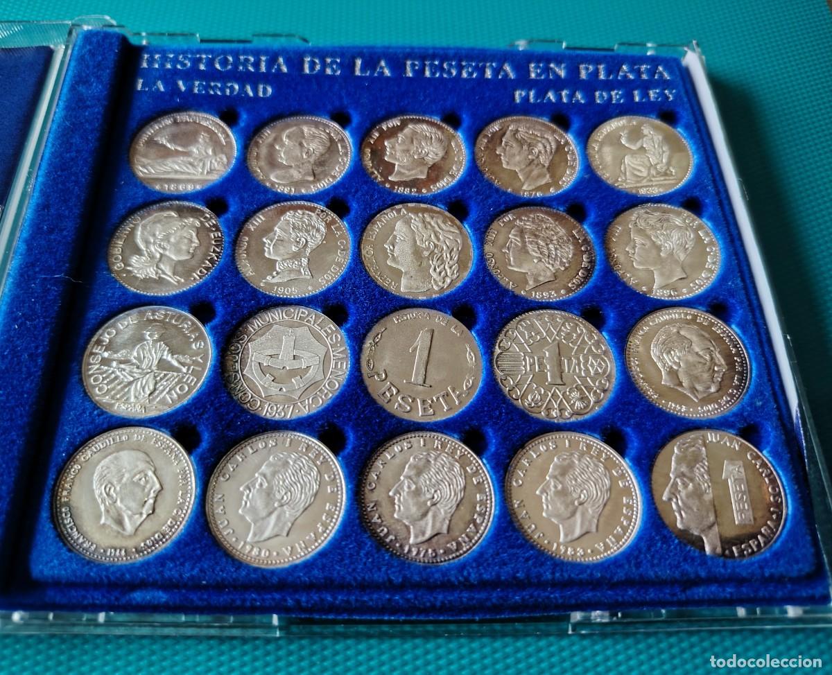 Reproducciones billetes y monedas: 20 MONEDAS DE PLATA - HISTORIA DE LA PESETA - 78 GRAMOS DE PLATA 925 - LEER TODO - 12001CFT