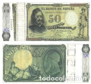 Reproducciones billetes y monedas: REPRODUCCION DE BILLETE DE ESPA&Ntilde;A, CINCUENTA PESETAS 25 DE NOVIEMBRE DE 1899. BILL-942