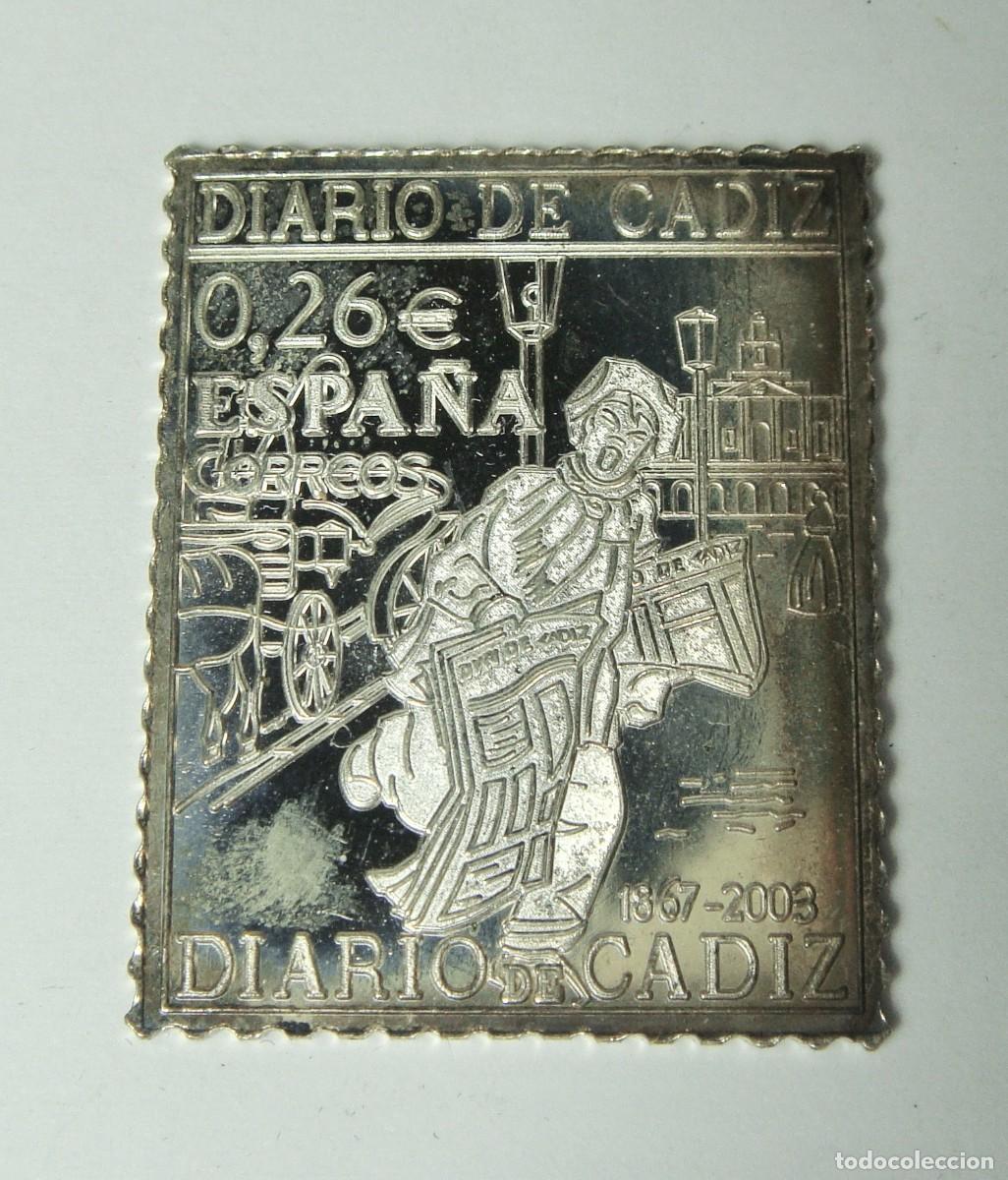 Reproductions billets et monnaies: Reproducci&oacute;n en Plata Sello de Correos &ldquo;Diario de C&aacute;diz&rdquo; &middot; Bicentenario 1867&ndash;2003 &middot; C&aacute;diz &middot; ca. 2003