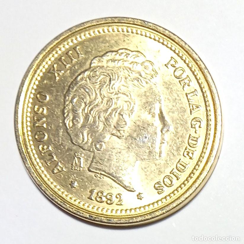 Riproduzioni banconote e monete: R&eacute;plica moneda de Alfonso XIII - ba&ntilde;o oro 24 kt. ,Ceca Real Casa de la Moneda