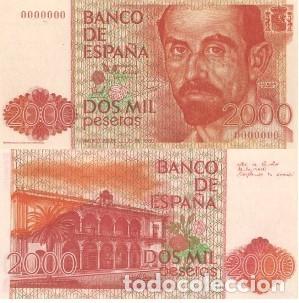 Reproducciones billetes y monedas: REPRODUCCION DE BILLETE DE ESPA&Ntilde;A, DOS MIL PESETAS 22 DE JULIO DE 1980. BILL-951
