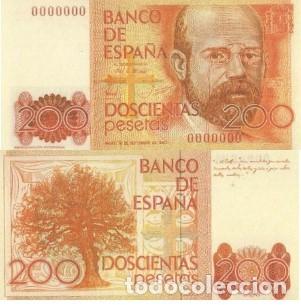 Reprodu&ccedil;&otilde;es notas e moedas: REPRODUCCION DE BILLETE DE ESPA&Ntilde;A, DOSCIENTAS PESETAS 18 DE SEPTIEMBRE DE 1980. BILL-952