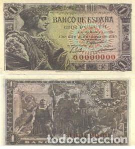 Reproducciones billetes y monedas: REPRODUCCION DE BILLETE DE ESPA&Ntilde;A, UNA PESETA 21 DE MAYO DE 1943. BILL-954