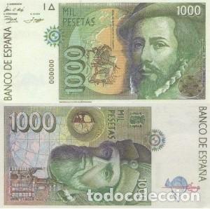 Reproducciones billetes y monedas: REPRODUCCION DE BILLETE DE ESPA&Ntilde;A, MIL PESETAS 12 DE OCTUBRE DE 1992. BILL-955