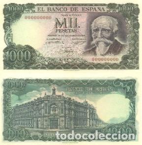 Reproducciones billetes y monedas: REPRODUCCION DE BILLETE DE ESPA&Ntilde;A, MIL PESETAS 17 DE SEPTIEMBRE DE 1971. BILL-957