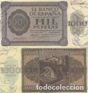 Reproducciones billetes y monedas: REPRODUCCION DE BILLETE DE ESPA&Ntilde;A, MIL PESETAS 21 DE NOVIEMBRE DE 1936. BILL-959