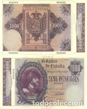Reproducciones billetes y monedas: REPRODUCCION DE BILLETE DE ESPA&Ntilde;A, MIL PESETAS 21 DE OCTUBRE DE 1940. BILL-965