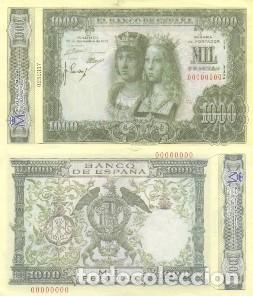 Reproducciones billetes y monedas: REPRODUCCION DE BILLETE DE ESPA&Ntilde;A, MIL PESETAS 29 DE NOVIEMBRE DE 1957. BILL-969