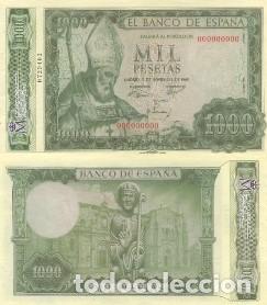 Reproducciones billetes y monedas: REPRODUCCION DE BILLETE DE ESPA&Ntilde;A, MIL PESETAS 19 DE NOVIEMBRE DE 1965. BILL-970