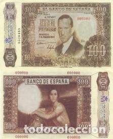 Reproducciones billetes y monedas: REPRODUCCION DE BILLETE DE ESPA&Ntilde;A,CIEN PESETAS 7 DE ABRIL DE 1953. BILL-972