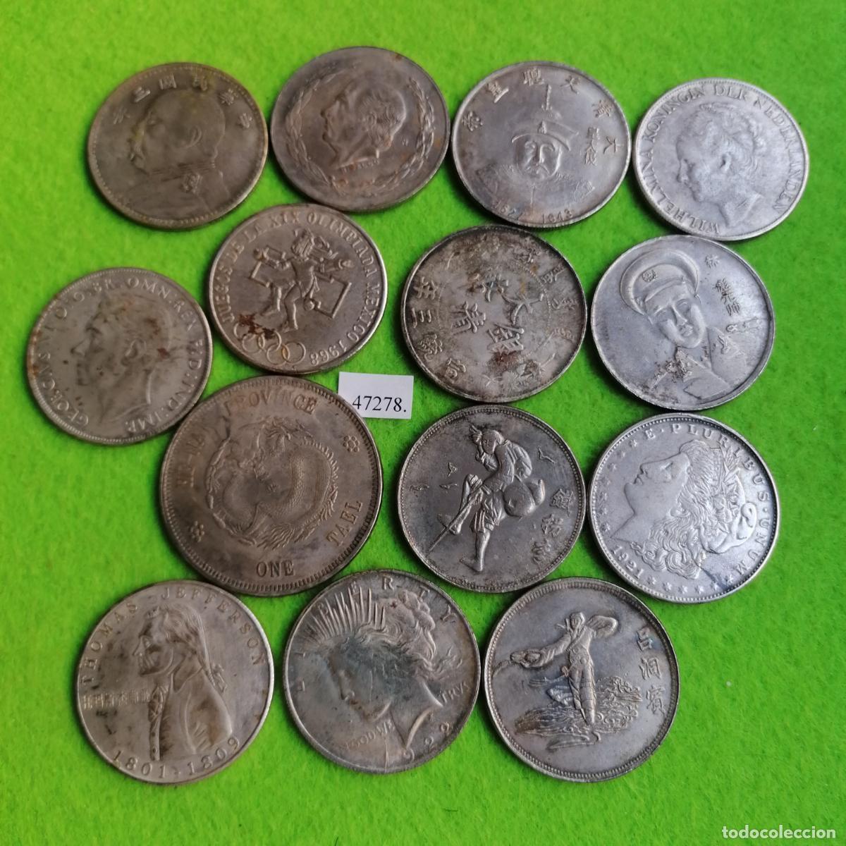 Reproducciones billetes y monedas: Lote 14 reproducciones de monedas, medallas 47278
