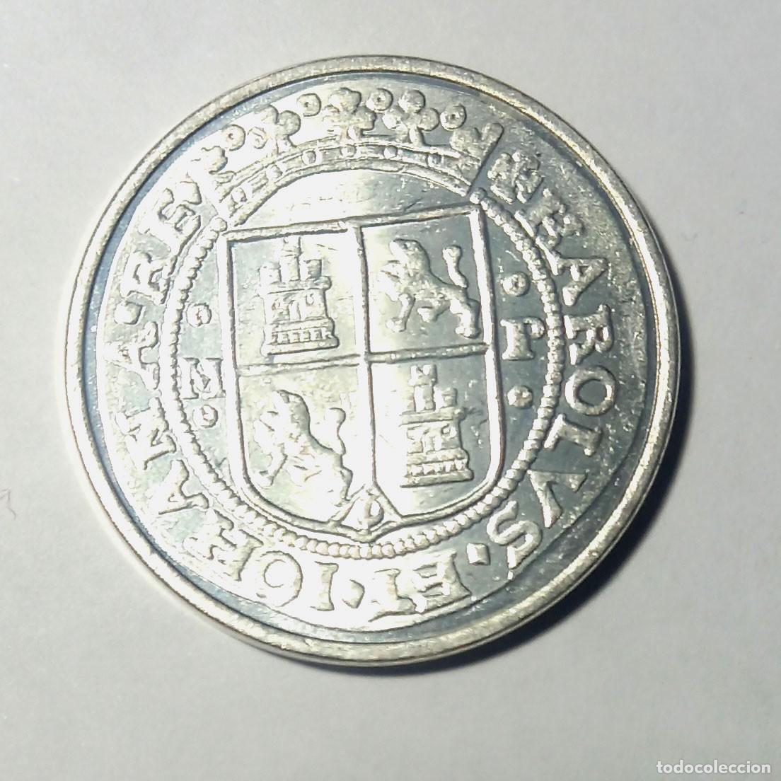 Reproducciones billetes y monedas: R&eacute;plica moneda de Juana y Carlos ,ba&ntilde;o plata pura,Ceca Real Casa de la Moneda