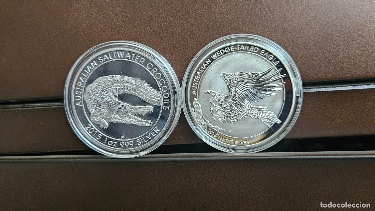 Reproducciones billetes y monedas: 2 Monedas Australianas Aguila y Crocodilo