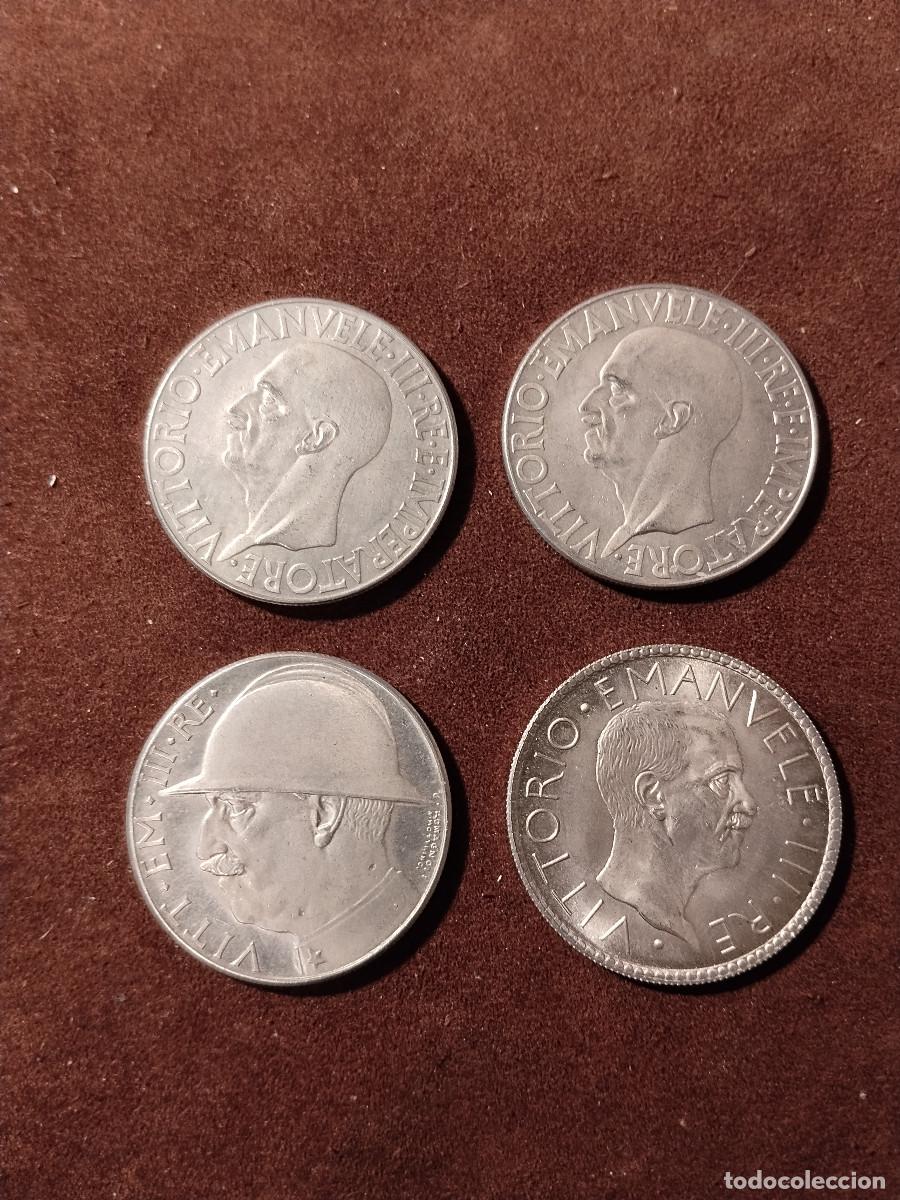 Reproducciones billetes y monedas: Lote 4 monedas 20 Liras Italia (1927 y 1936) &ndash; Reproducciones hist&oacute;ricas &ndash;