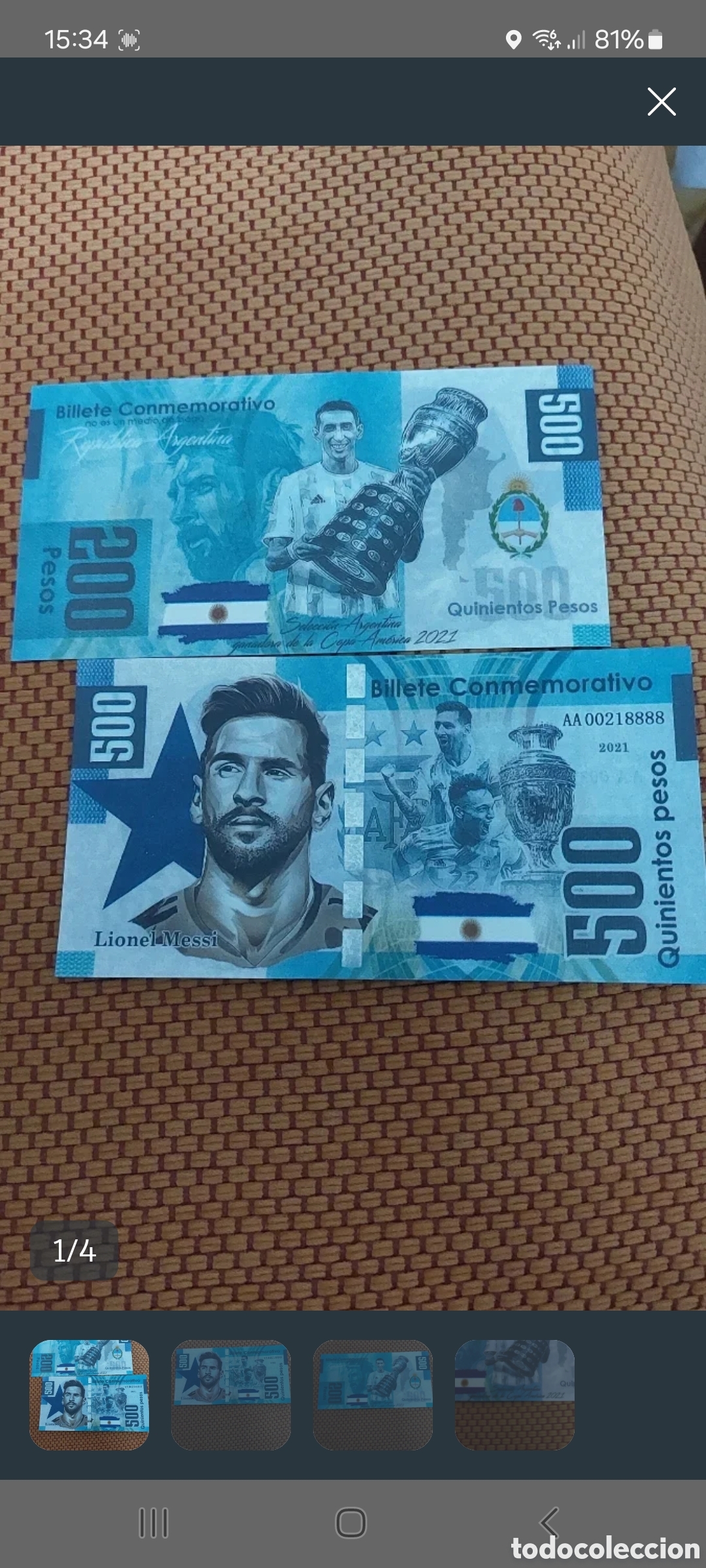 Reproducciones billetes y monedas: LOTE DE 2 BILLETES CONMEMORATIVOS DE CRISTIANO RONALDO Y LIONEL MESSI