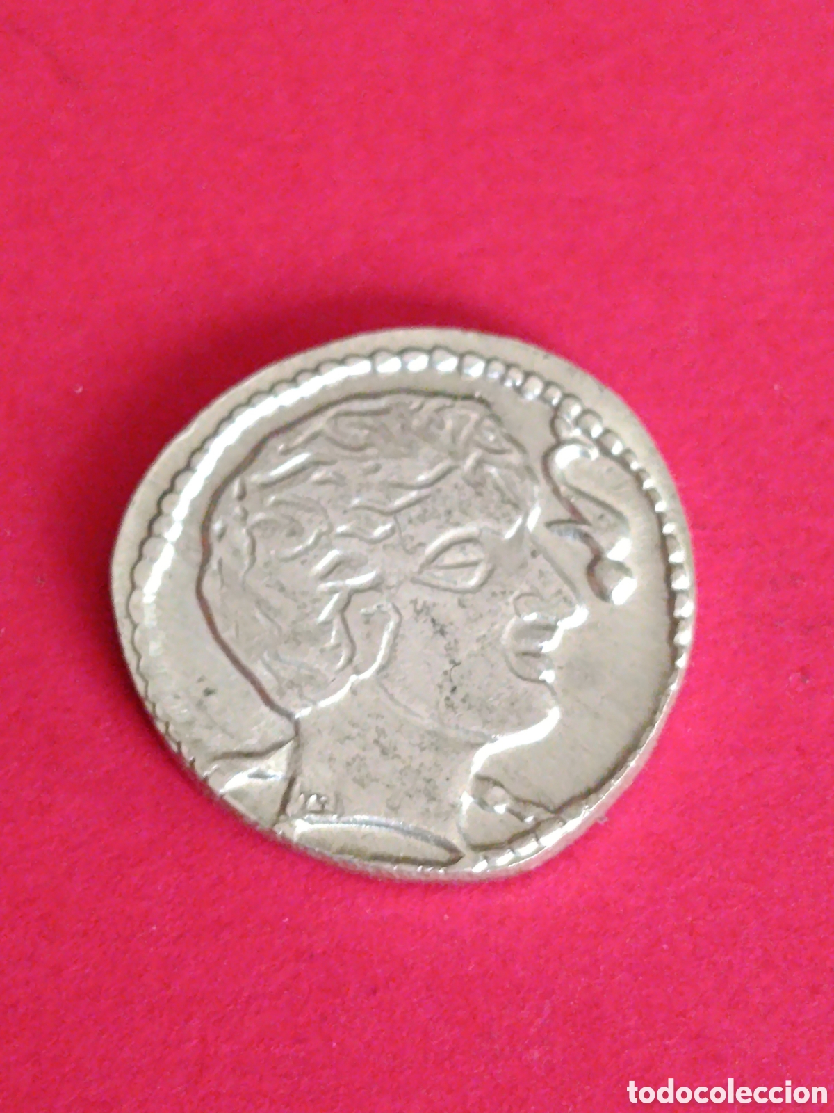 Reproducciones billetes y monedas: REPRODUCCI&Oacute;N EN PLATA DE 800 MIL&Eacute;SIMAS DEL DRACMA DE ARSE. SAGUNTO. COLECCI&Oacute;N LAS PROVINCIAS. 3,72 g