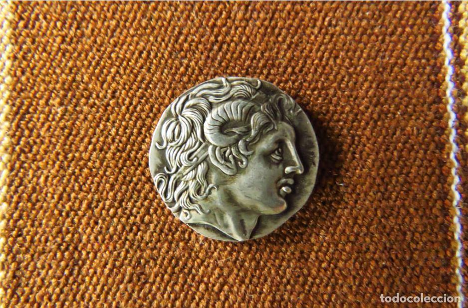 Reproducciones billetes y monedas: Moneda Antigua Grecia Alejandro Magno Lysimachus Tetradracma Plata