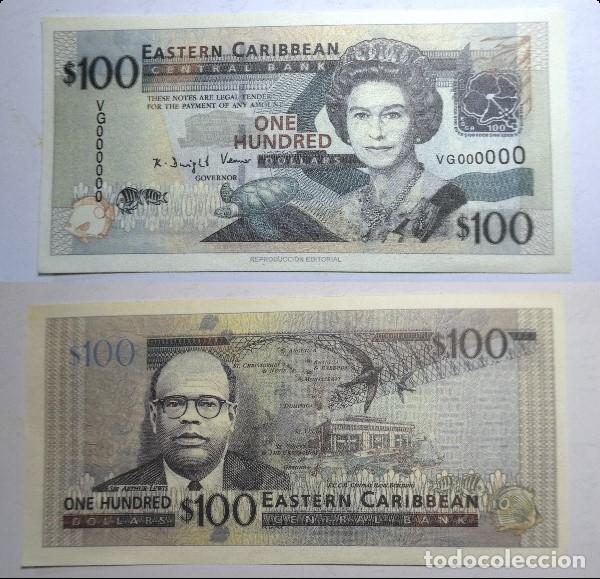 Reproducciones billetes y monedas: Billete Facs&iacute;mil ,100 d&oacute;lares de los Estados del Caribe Oriental