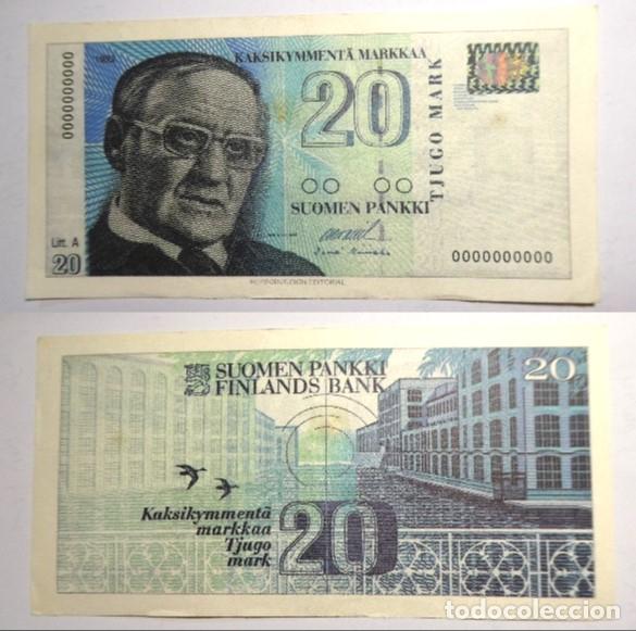 Reproducciones billetes y monedas: Billete Facs&iacute;mil ,Finlandia 20 Marcos . Colecci&oacute;n todos los billetes del Mundo