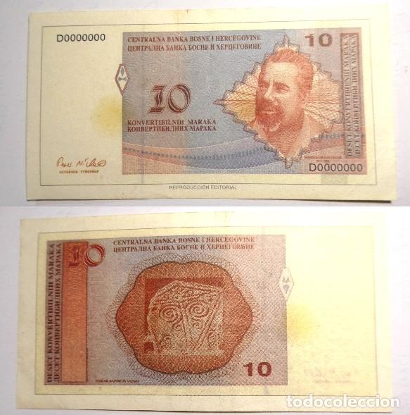 Reproducciones billetes y monedas: Billete Facs&iacute;mil , Bosnia y Herzegovina 10 marcos . Colecci&oacute;n todos los billetes del Mundo