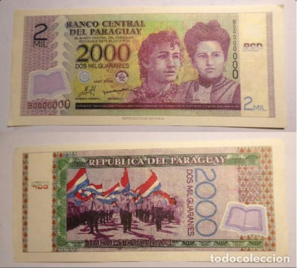 Reproducciones billetes y monedas: Billete Facs&iacute;mil , 2000 guaran&iacute;es de Paraguay. Colecci&oacute;n todos los billetes del Mundo