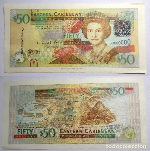 Reproducciones billetes y monedas: Billete Facs&iacute;mil , 50 d&oacute;lares Estados del Caribe Oriental . Colecci&oacute;n todos los billetes del Mundo