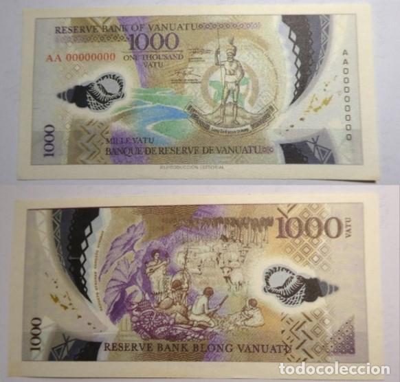Reproducciones billetes y monedas: Billete Facs&iacute;mil , 1000 Vatu de Vanuatu.. Colecci&oacute;n todos los billetes del Mundo