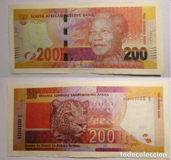 Reproducciones billetes y monedas: Billete Facs&iacute;mil ,200 Rand Sudafrica . Colecci&oacute;n todos los billetes del Mundo