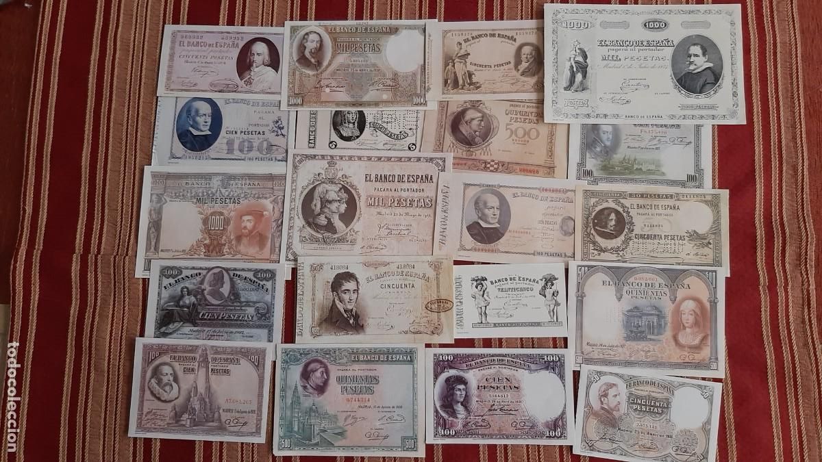 Reproducciones billetes y monedas: (FACSIMIL) LOTE DE 20 BILLETES ESPA&Ntilde;OLES FACSIMILES/REPRODUCCI&Oacute;N