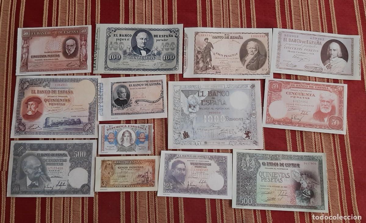 Reproducciones billetes y monedas: (FACSIMIL) LOTE DE 13 BILLETES ESPA&Ntilde;OLES FACSIMILES/REPRODUCCI&Oacute;N